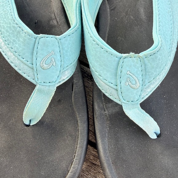 OluKai Ohana Women Black Mineral Blue Water Resistant Flip Flop Sandals Size 9 - Picture 3 of 9